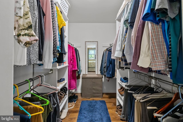 spacious closet with wood finished floors