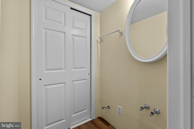 bathroom with wood finished floors