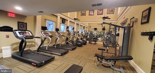 11800 Old Georgetown Unit 1103, Rockville, MD 20852 - exercise room featuring carpet and ceiling fan