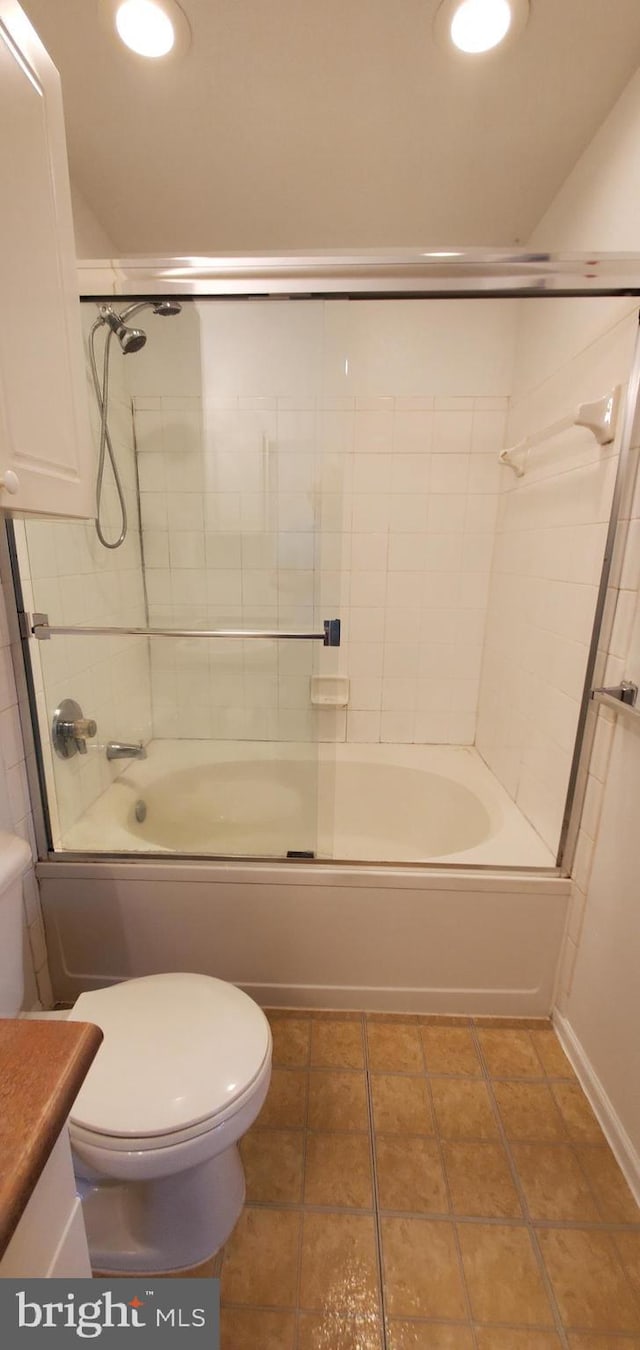 11800 Old Georgetown Unit 1103, Rockville, MD 20852 - bathroom featuring vanity, enclosed tub / shower combo, tile patterned floors, and recessed lighting