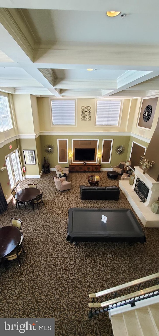 11800 Old Georgetown Unit 1103, Rockville, MD 20852 - lobby with crown molding, beamed ceiling, and coffered ceiling
