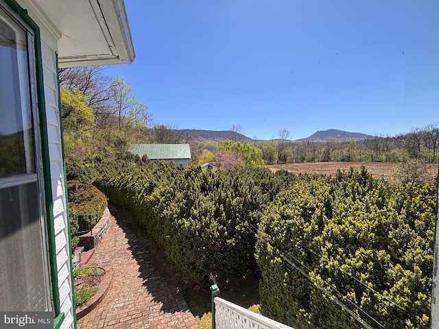 view of yard featuring a mountain view
