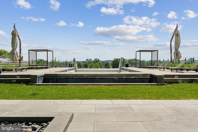 view of community featuring a lawn