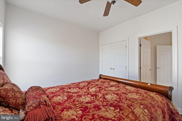 bedroom featuring ceiling fan