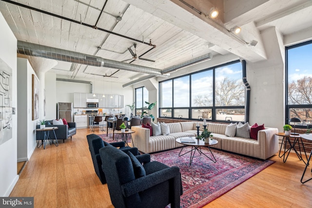1714 Memphis St Unit 212, Philadelphia, PA 19125 - living room featuring light wood-style flooring and ceiling fan