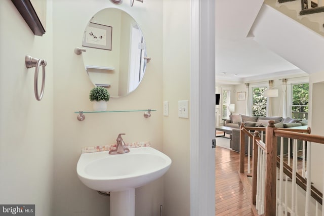 bathroom featuring a sink and wood finished floors