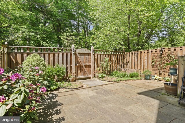 view of patio featuring a gate and a fenced backyard