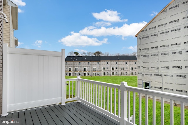 deck featuring a yard
