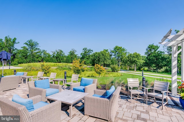 view of patio / terrace featuring an outdoor living space