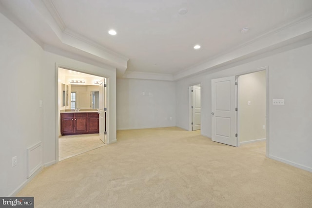 1539 Rabbit Hollow Pl, Silver Spring, MD 20906 - empty room with crown molding, light carpet, recessed lighting, and baseboards