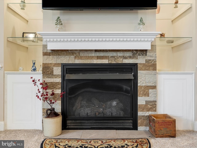 details with a fireplace