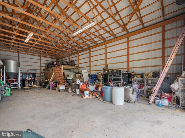 garage with metal wall