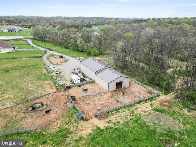 drone / aerial view featuring a rural view