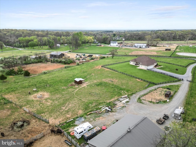 drone / aerial view with a rural view