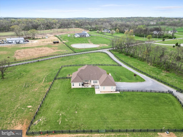 drone / aerial view featuring a rural view