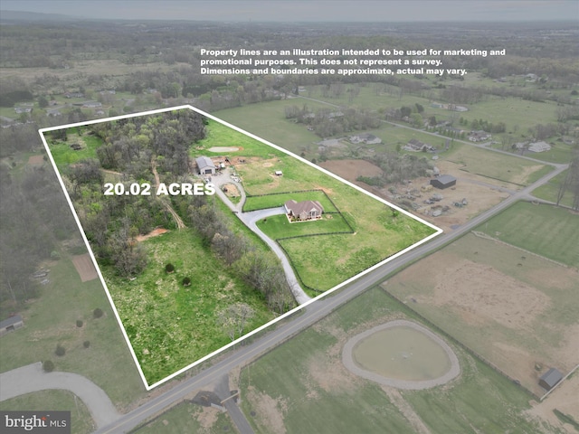 aerial view with a rural view
