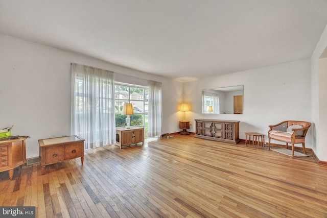 living area with wood-type flooring