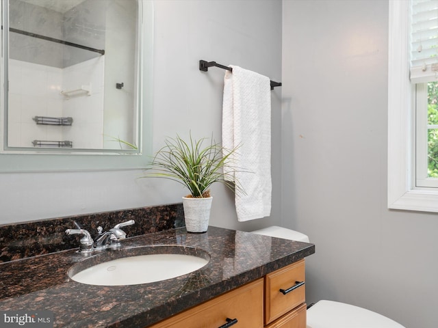 3325 Cedar Dr, Edgewater, MD 21037 - bathroom with vanity, toilet, and a shower