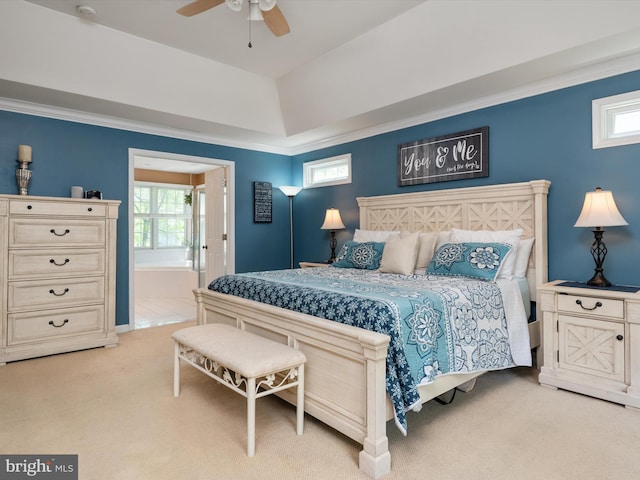 3325 Cedar Dr, Edgewater, MD 21037 - bedroom with light colored carpet, ornamental molding, and multiple windows