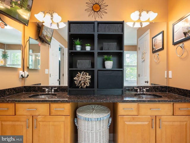 3325 Cedar Dr, Edgewater, MD 21037 - interior space with a sink and an inviting chandelier