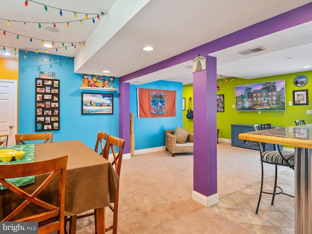 3325 Cedar Dr, Edgewater, MD 21037 - carpeted dining area with visible vents, recessed lighting, and baseboards
