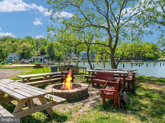 3325 Cedar Dr, Edgewater, MD 21037 - view of home's community featuring a water view and an outdoor fire pit