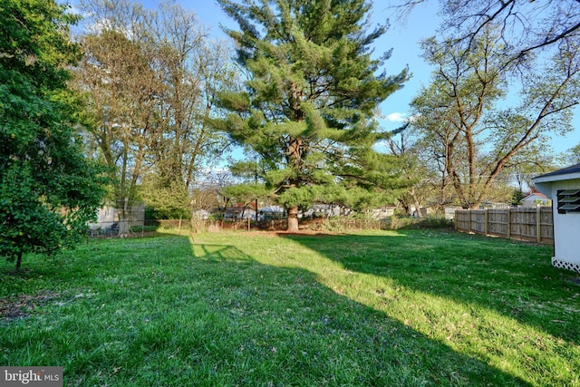 view of yard featuring fence