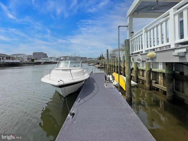 dock area featuring a water view