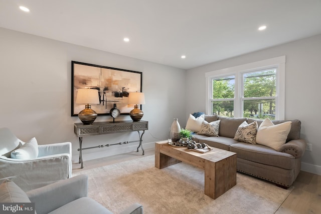 3838 13th St N, Arlington, VA 22201 - living area featuring recessed lighting, light wood-style floors, and baseboards