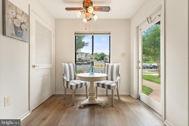 9552 Cannoneer Ct Unit 204, Manassas, VA 20110 - dining space featuring ceiling fan, healthy amount of natural light, and light wood finished floors