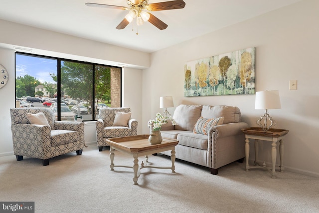 9552 Cannoneer Ct Unit 204, Manassas, VA 20110 - living area featuring carpet, ceiling fan, and baseboards