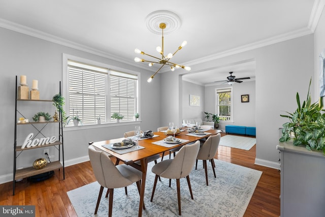 3 Union St, Robbinsville, NJ 08691 - dining room with baseboards, ornamental molding, and wood finished floors