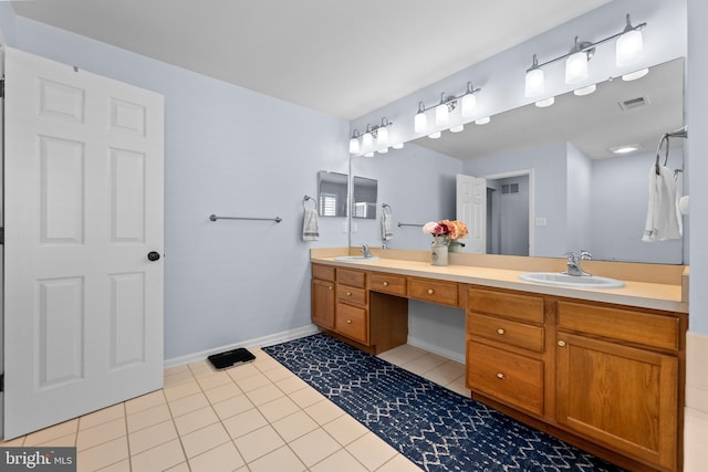 3 Union St, Robbinsville, NJ 08691 - bathroom featuring double vanity, visible vents, a sink, and tile patterned flooring