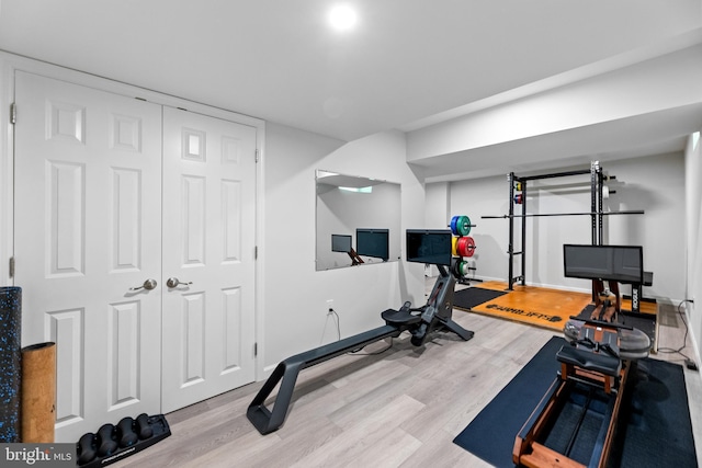 3 Union St, Robbinsville, NJ 08691 - workout room featuring baseboards and wood finished floors