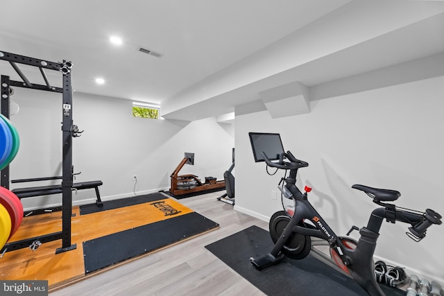 3 Union St, Robbinsville, NJ 08691 - workout room with baseboards, recessed lighting, wood finished floors, and visible vents