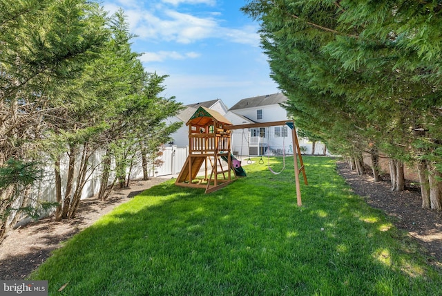 3 Union St, Robbinsville, NJ 08691 - view of yard featuring a playground and a fenced backyard