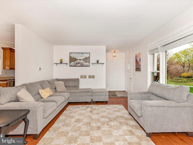 living area featuring wood finished floors