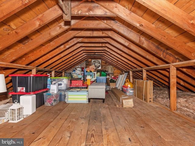 view of unfinished attic