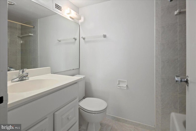 4501 Arlington Blvd Unit 709, Arlington, VA 22203 - full bathroom with toilet, vanity, shower / washtub combination, and baseboards