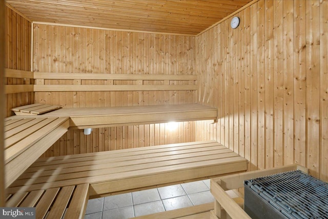 4501 Arlington Blvd Unit 709, Arlington, VA 22203 - sauna with wood walls, tile patterned floors, and wood ceiling