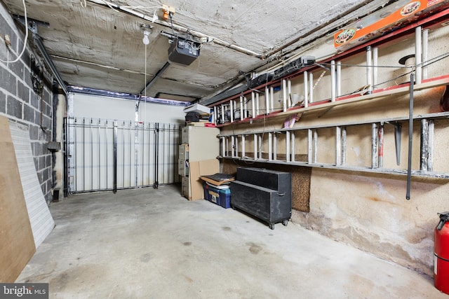 garage with a garage door opener