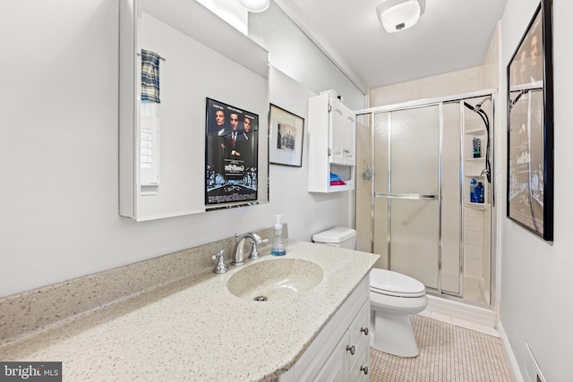 1902 Northleigh Rd, Lutherville Timonium, MD 21093 - full bathroom featuring toilet, a stall shower, tile patterned floors, and vanity