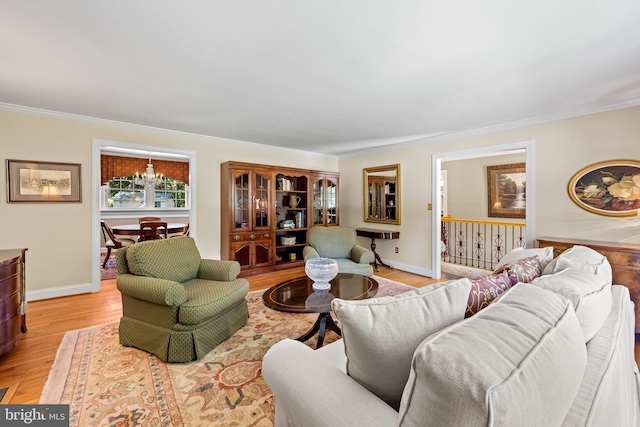 1902 Northleigh Rd, Lutherville Timonium, MD 21093 - living room featuring crown molding, baseboards, and light wood-style floors