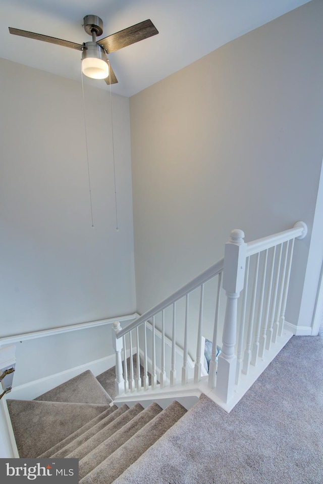 11405 Windleaf Ct Unit K # 24, Reston, VA 20194 - stairway featuring a ceiling fan and carpet