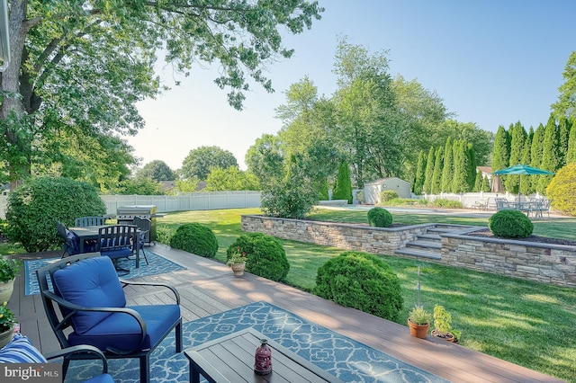 1400 Midhurst Ct, Bel Air, MD 21014 - view of patio / terrace featuring a deck, outdoor dining area, an outdoor structure, and a grill