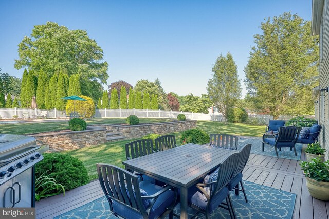1400 Midhurst Ct, Bel Air, MD 21014 - wooden deck with outdoor dining area and grilling area