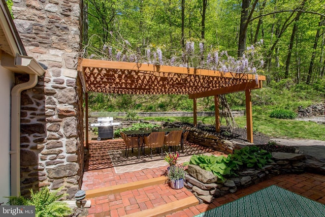 view of patio / terrace featuring area for grilling and outdoor dining area