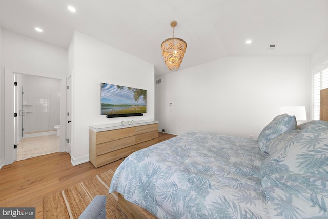 15 W Harding Ave, Long Beach Township, NJ 08008 - bedroom featuring light wood-type flooring, lofted ceiling, a chandelier, recessed lighting, and baseboards
