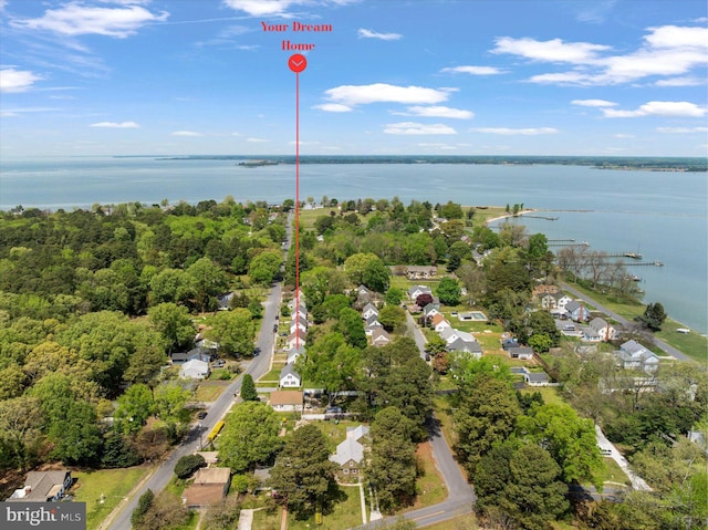 aerial view of a nearby body of water