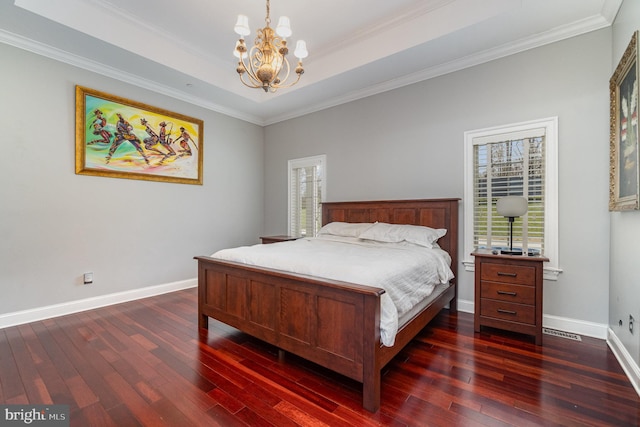 890 Hobart Rd, Hanover, PA 17331 - bedroom featuring wood-type flooring, a chandelier, multiple windows, and ornamental molding